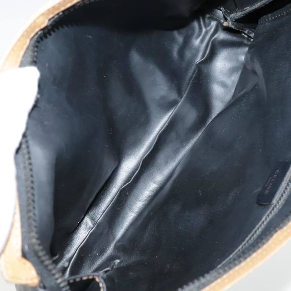 CELINE Clutch Bag Leather Black Brown Gold Auth fm3932 - Picture 9 of 16